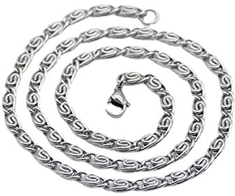 KnBoB Schmuck Kette Herren 60 CM, Byzantinische Kette 9MM Silber Edelstahl Königskette Halskette