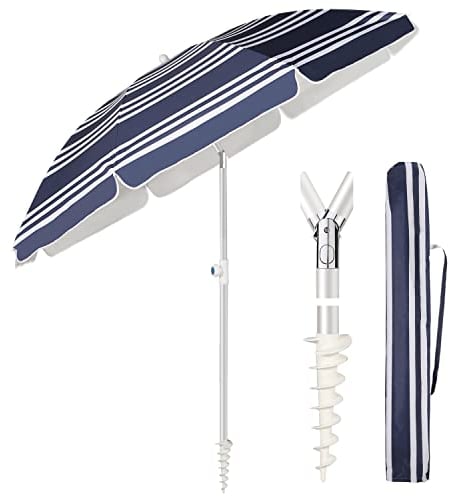 Sekey® 180 cm Aluminium Sonnenschirm| Stabil Strandschirm Fiberglas Rippen mit Bodenhülse & Schutzhülle für Balkon Garten & Terrasse| Neigungswinkel und Höhe verstellbar, Rund Sonnenschutz UPF 50+