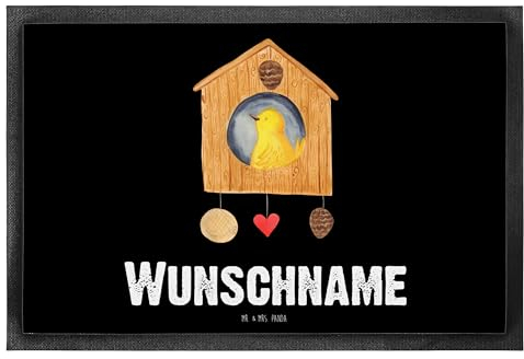Mr. & Mrs. Panda Personalisierte Fußmatte Vogelhaus Home 40 x 60 cm - Personalisierte Geschenke, Gute Laune, Fußmatte mit Namen, Namensfussmatte,