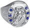 BOBIJOO Jewelry - Bague Fer à Cheval Chevalière Homme Voyageur Gitan Acier Inoxydable Argent Saphir Bleu - 75 (15 US)