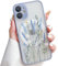 Skyseaco Schutzhülle für iPhone 12 Mini, kompatibel mit MagSafe, durchsichtig, mattiert, PC-Rückenschutz, Blume, stoßfest, Blumendesign, für Damen, Mädchen, Lavendelblüten/Lila