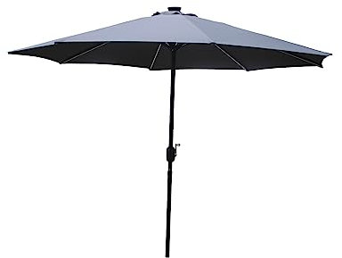 CONCEPT USINE | Parasol Rond droit Ø 3 m avec Barres LED Manarola Gris| Structure Alu & Acier | Toile 100% Polyester | Idéal jardin Terrasse Piscine Balcon | Protection UV et Imperméable | Résistant