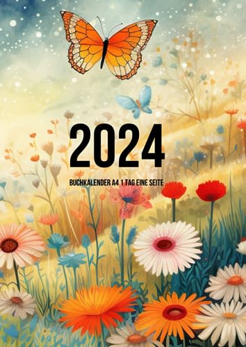 2024: Kalender 2024 Buchkalender A4 1 Tag 1 Seite, Tagesplaner 2024 12 Monate Von Januar Bis Dezember.