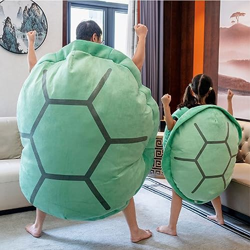 HOKUTO Schildkrötenpanzerkissen, Riesenschildkrötenkissen, tragbares Kawaii WearableTurtle Power Shell Lustiges Cosplay-Plüschkissen (Green,80cm/31.4in)