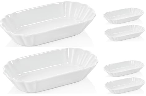 TAMLED Pommesschale Porzellan 6 Stück weiß Currywurst Würstchenteller Servierteller Frites Beilagen Schälchen 24,5x12,7x5 cm