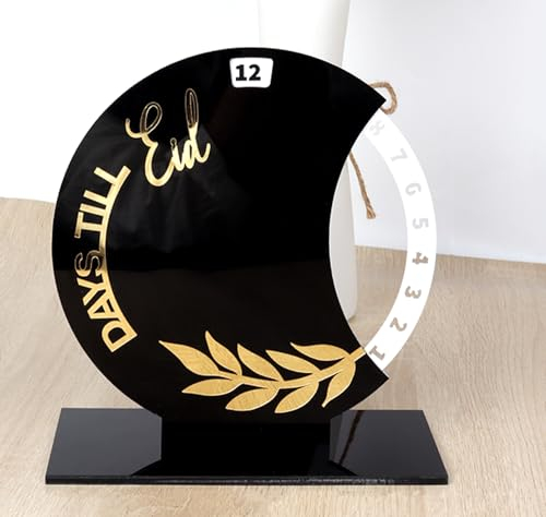 Paxrmuky Ramadan Wohndekorationen Acryl Adventskalender, 30-Tage Ramadan Countdown, Ramadan Tischdekoration für Eid Mubarak, Ramadan Geschenke, Handwerk Dekorationen(Schwarz)