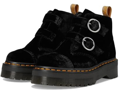 Dr. Martens V Devon Velluto 2 Strap Stivali Moda Donna, nero, 39 EU