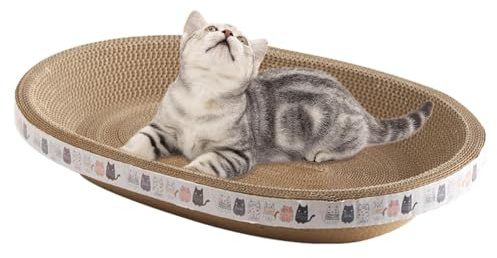Oval Cat Scratcher Cardboard Bowl Nest | Cat Scratching Board | Cat Scratcher Lounge Box | Oval Corrugated Scratch Pad | Cat Scratching Pads For Grinding Claw High Density Cat Scratching Board