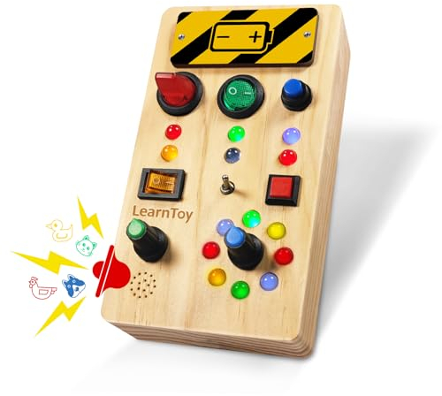 LearnToy Tableau occupé de Jouets Montessori en Bois avec lumières LED - Jouets sensoriels pour Enfants de 3 Ans et Plus - Cadeaux d'anniversaire pour garçons et Filles