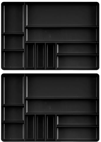 Ernst Manufacturing 2 Stück mit 10 Fächern für Werkzeugkasten, Schubladenorganisation, stapelbar, stabil, kraftstoff- und lösungsmittelbeständig, dicker Kunststoff, schwarz