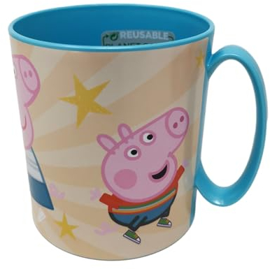 Theonoi Tazza in plastica da 350 ml a scelta: Minnie – Princess – Frozen – PawPatrol – Tazza con manico in plastica senza BPA adatto al forno a microonde / regalo per ragazze (Peppa riutilizzabile)