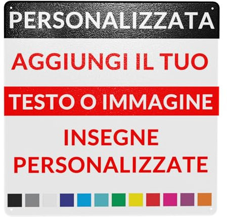 Targa in Metallo Personalizzata, Targa personalizzata da esterno con la tua immagine/testo/foto/logo,Impermeabile e Resistente ai Raggi UV cartello personalizzato per ufficio, affari, posto di lavoro