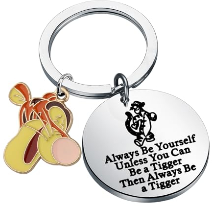 BEKECH Lustiger Tiger-Schlüsselanhänger, Tiger-Fans, Geschenk, Tiger, Merchandise-Cartoon-Film, inspiriertes Geschenk, silber, 1.18inches