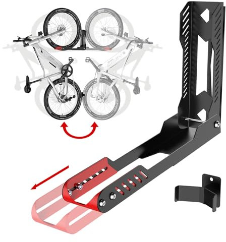 IMAYCC Schwenkbare Fahrrad-Wandhalterung, vertikal verstellbar, faltbar, kein Anheben erforderlich, Wandmontage, geeignet für 50,8 cm - 73,7 cm MTB-Rennräder, platzsparender Fahrradträger für Zuhause,