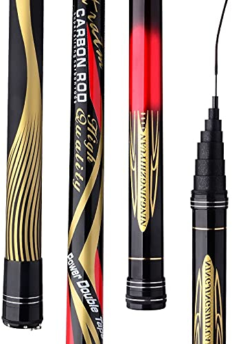AYKANING Fishing Stipprute,Teleskop Angelrute Teleskophohe Hohe Carbon Ultra Light Super Hard Pole 8m 9m 10m 11m 12m 13m 14m 15m 16m Langer Abschnitt Angelrute(15m)