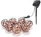 Esotec Solar Lichterkette Valerie, 2m, silber kupfer gebürstet, 8 LEDs neutralweiß, Akku, Solarmodul, Erdspieß, LED Kugeln, Solarleuchte, Dekoleuchte, außen, wetterfest, outdoor 103016