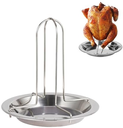 Chicken Roasting Rack Chicken Holder Stainless Steel Grill Dismountable Poultry Roaster with Drip Tray