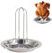 Chicken Roasting Rack Chicken Holder Stainless Steel Grill Dismountable Poultry Roaster with Drip Tray