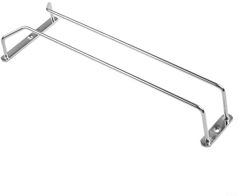 Gdfnmogo Portabicchieri in Acciaio Inox per Vino, 5 Bicchieri, Argento, 5 cm x 10.8 cm x 34 cm, Ideale per Cucina o Bar