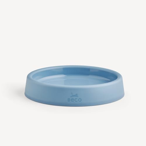 Beco Cat Bowl - Food & Water Steady Bowl, Recycled Plastic, Non-Slip Rubber Base, Whisker Friendly Feeding Dishes, Coastal Blue
