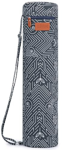 ELENTURE Yogamatten-Tasche für Damen und Herren, Reise-Yoga-Turnbeutel für 0,6 cm dicke Übungs-Yogamatte, durchgehender Reißverschluss, Tragetasche für Klasse, Workout, Park (blau-weißes