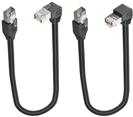 LANMINGLEL Cavo Ethernet Cat5e corto da 90 gradi Cat 5e LAN, cavo allungato RJ45 maschio a maschio, cavo di rete per router modem Smart TV PC computer laptop 30 cm (basso e alto)