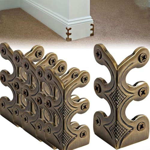 Puupaa Lot de 6 protections d'angle vintage en métal pour plinthe pour la maison et le bureau, bordures de meubles décoratives en fer, faciles à installer (bronze)