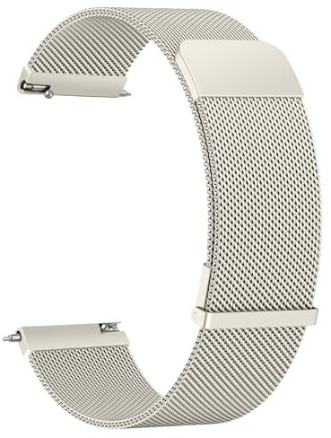AK Bracelet de Montre 20mm 22mm pour Montre connectée, Smartwatch universelle Métal Acier Maille Bracelets de rechange de à libération Rapide pour Homme Femme (Starlight, 20mm)