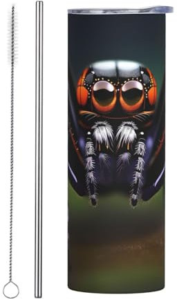 Lot de 2 pailles isothermes en acier inoxydable - Motif araignées tropicales - 590 ml - Idéal pour le bureau, la voiture, le sport et la maison