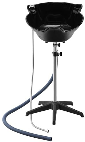 VEVOR Lavabo de Coiffeur, bac à Laver Les Cheveux, avec Hauteur et Angle réglables, Tuyau de vidange, pommeau de Douche, Cuvette de Lavage pour Salon de Coiffure, Salon de beauté, Centre de Spa, Noir