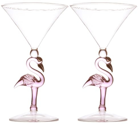 Cabilock Flamingo Wine Glasses Set 2Pcs Cocktail Glasses for Martini Margarita Party Accessories Stylish Tall Glass Cups