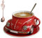 Kaffeebecher in Käferform - handgefertigte Keramik-Tasse, kreatives Geschenk für Käfer- und Autoliebhaber, spülmaschinenfest und wiederverwendbar, perfekt für Heim und Büro (Rot)