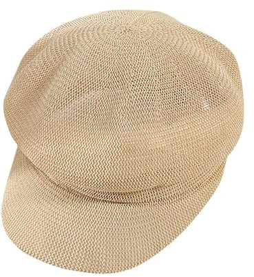 Cexiakong Gorro de paja de papel para mujer, monocolor, gorra para el sol, gorra de Bakerboy, gorra deslizante, boina, boina, gorra de globo, con visera para las cuatro estaciones, beige, Talla única