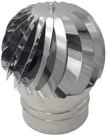 EINSIDE Extracteur de fumées rotatif éolien en inox AISI304 base ronde, Chapeau de cheminée, ø 100 mm (spécifique pour fosses septiques)