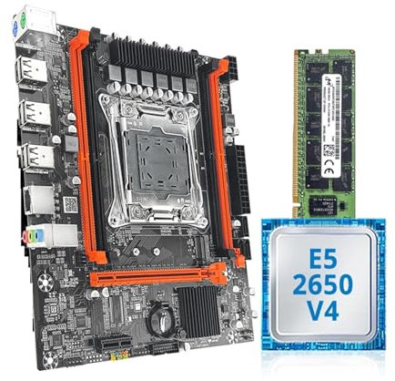 Scheda madre da gioco X99 con CPU 2650 V4, memoria DDR4 a doppio canale, PCIEx16 LGA2011-3, supporto M.2 NVME for computer desktop(Motherboard+CPU+RAM)