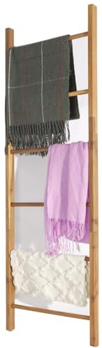 VICTORY RELAX Akazienholz Deckenleiter, 6-stöckiger Holzdeckenhalter für Wohnzimmer, dekoratives Regal zur Aufbewahrung, rustikales Regal für Bauernhaus-Badezimmer - Helles Natur