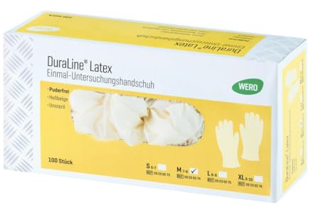 WERO DuraLine® Untersuchungshandschuhe aus Latex puderfrei beige XL (9-10) | Einweghandschuhe, 100er Pack