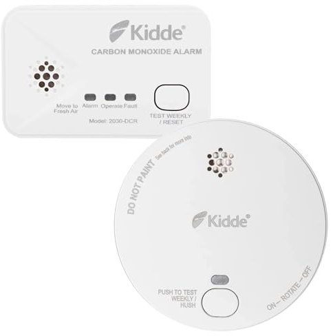 Kidde Smoke Alarm and CO Detector Bundle for Home | 2030-DCR Battery Carbon Monoxide Detector and 2030-DSR Battery Optical Smoke Alarm | 10 Year Life CO Alarm and Smoke Detector