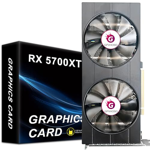 GPVHOSO Radeon RX 5700 XT 8GB Graphics Card 2560SP GDDR6 256bit Computer Graphics Cards GPU PCI-e 4.0 x16 HDMI/DisplayPort*3 Interface,AMD Video Cards for PC Gaming and Office, Support Up to 8K