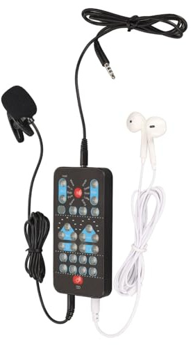 Sxhlseller Changeur de Voix Portable avec 8 Effets Sonores et 10 Modes, Mini Carte Son Portable pour Téléphone, Tablette, PC, Diffusion en Direct, karaoké, Jeu – Plug & Play