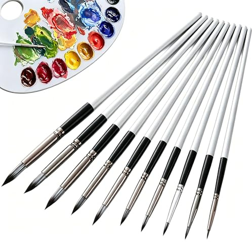 10 st konstnärspensel set, hantverk målarpenslar, penslar för akrylolja akvarell gouache ansikte kroppstyg läder