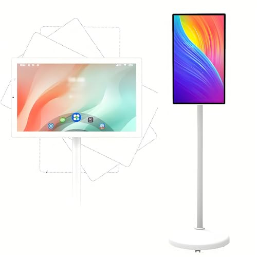 GTHTUHFD Portable Smart Tv - Touchscreen Display, Rolling Tv On Wheels, Wireless With Voice Control, Os, 24-Inch Screen, Storage 8Gb + 128Gb,8+128G