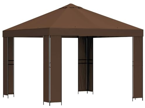vidaXL Pavillon 3 x 3 m Braun Polyester und Stahl 190