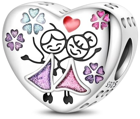 SOUTHPLUS Herz Schwester Charms Anhänger 925 Sterlingsilber Mit Geschenkbox, Geeignet für Europäische Armbänder Halsketten Schmuck Geschenk für Beste Freundin,Geschenke für Frauen Schwester