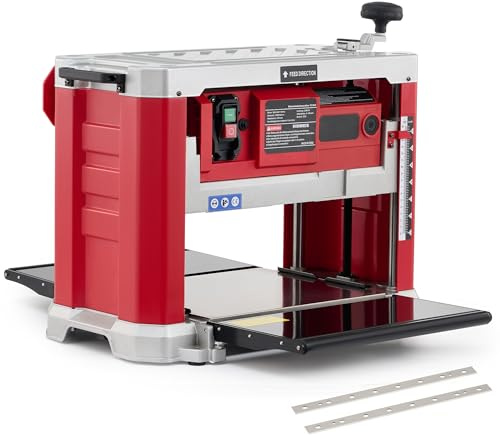 ZELCAN 33 cm Wood Planer, 2000W Benchtop Thickness Planer Machine with 2 Blades & 20000 Cuts per Min, 15A Electric Planing Machine with Dust Chute Automatic Feeding Extended Table, Wood Jointer Molder