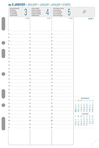 Exacompta Exatime Refill 21-28272E - Die Woche auf 2 Seiten mit einem vertikalen Raster - September 2023 bis Dezember 2024-14,2 x 21 cm