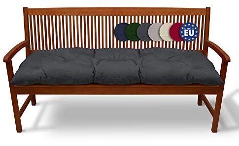 Beautissu Bankauflage Flair BK - Sitzkissen für Gartenbank - Polster Auflage Outdoor - Bankpolster Auflage für Sitzbank & Hollywoodschaukel - ca. 180x50x10 cm - Graphitgrau