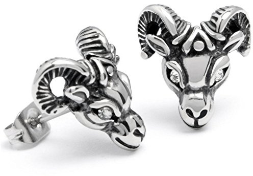 Edelstahl Herren Damen Ohrstecker Widder Ohrringe Zirkonia silber Sternzeichen Geschenk