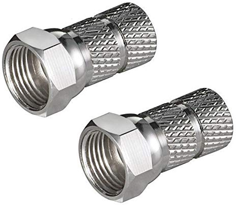 2 Stück F-Stecker für SAT-Kabel Bis Ø 6,5mm - CU-Vernickelt, breite Mutter