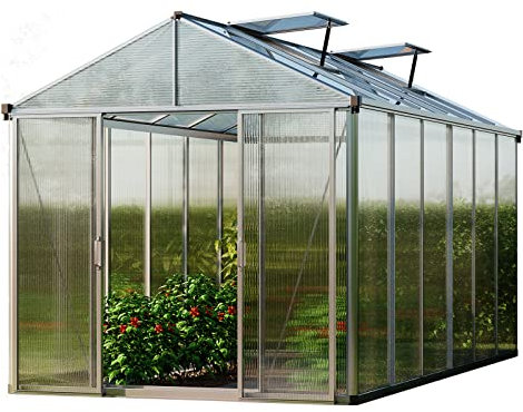 GFP Gewächshaus Titan 24 aus Alu 222x437 cm, Starke 10 mm Doppelstegplatten formstabil und witterungsbeständig